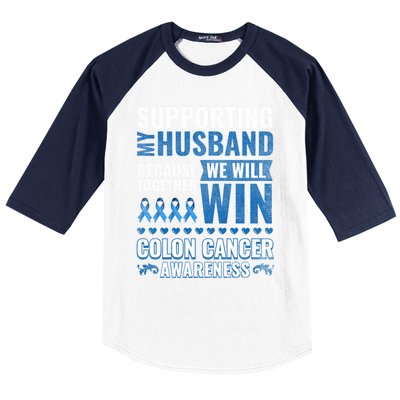 Colon Cancer Awareness Colonoscopy Support Husband Gift Funny Gift Baseball Sleeve Shirt