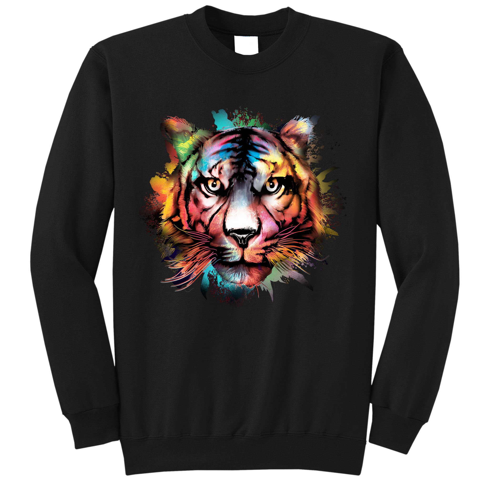Cool Colorful Abstract Realistic Tiger Face Sweatshirt