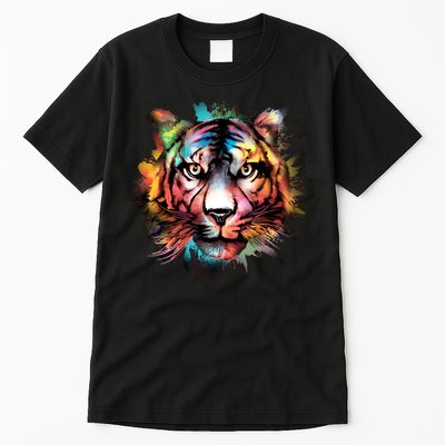 Cool Colorful Abstract Realistic Tiger Face Tall T-Shirt