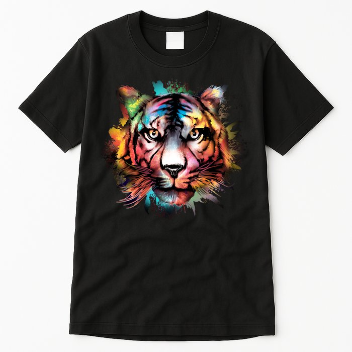 Cool Colorful Abstract Realistic Tiger Face Tall T-Shirt
