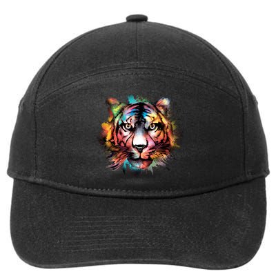 Cool Colorful Abstract Realistic Tiger Face 7-Panel Snapback Hat
