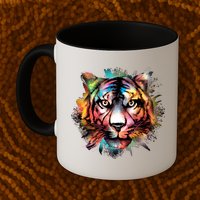 Cool Colorful Abstract Realistic Tiger Face Mug