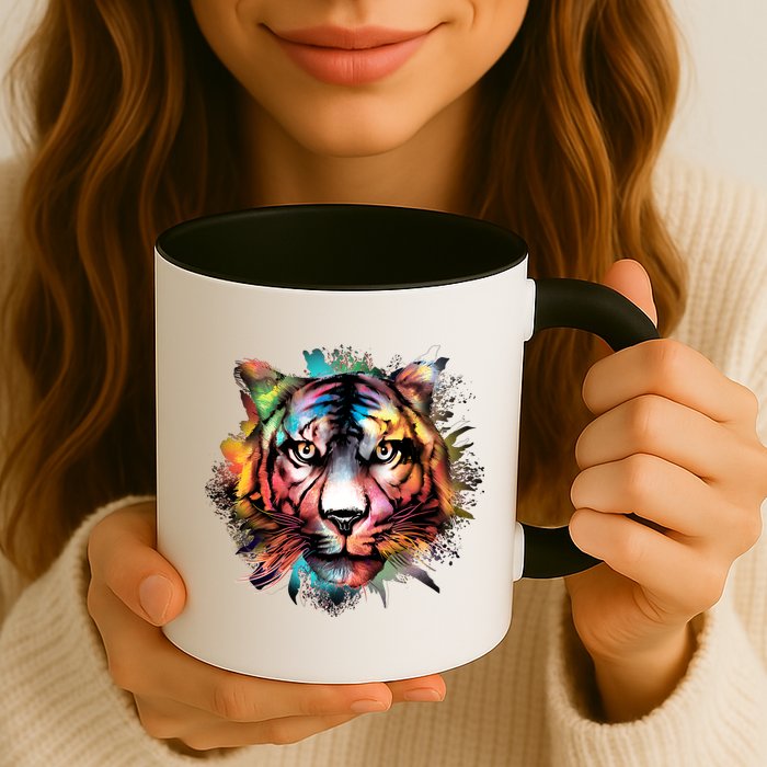 Cool Colorful Abstract Realistic Tiger Face Mug