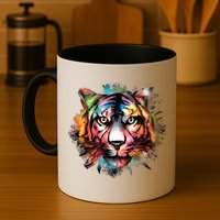 Cool Colorful Abstract Realistic Tiger Face Mug