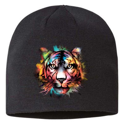 Cool Colorful Abstract Realistic Tiger Face Sustainable Beanie