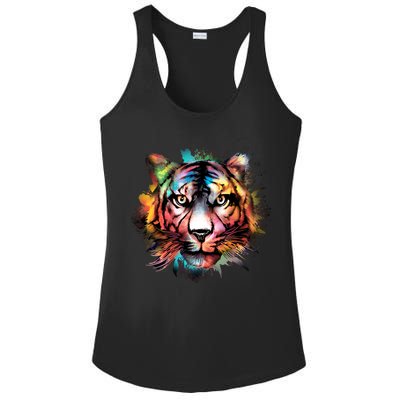Cool Colorful Abstract Realistic Tiger Face Ladies PosiCharge Competitor Racerback Tank