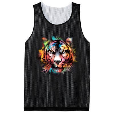 Cool Colorful Abstract Realistic Tiger Face Mesh Reversible Basketball Jersey Tank