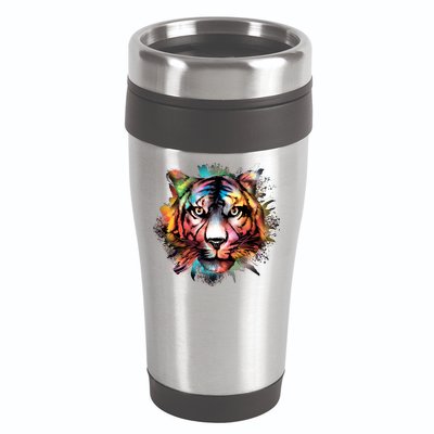 Cool Colorful Abstract Realistic Tiger Face 16oz Travel Tumbler