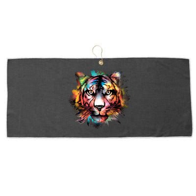 Cool Colorful Abstract Realistic Tiger Face Large Microfiber Waffle Golf Towel