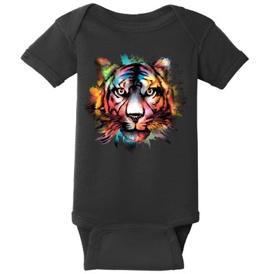 Cool Colorful Abstract Realistic Tiger Face Baby Bodysuit