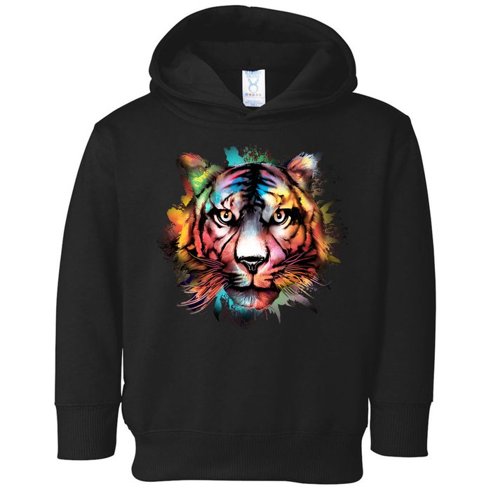 Cool Colorful Abstract Realistic Tiger Face Toddler Hoodie