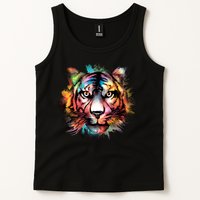 Cool Colorful Abstract Realistic Tiger Face Tank Top