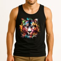 Cool Colorful Abstract Realistic Tiger Face Tank Top