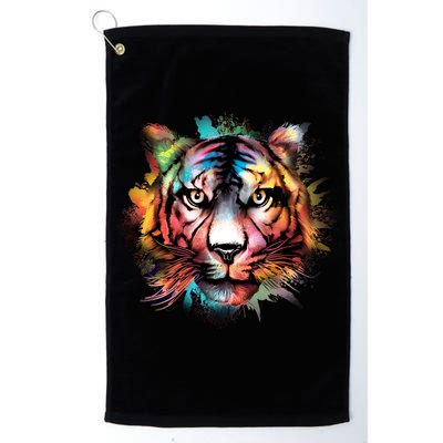 Cool Colorful Abstract Realistic Tiger Face Golf Towel