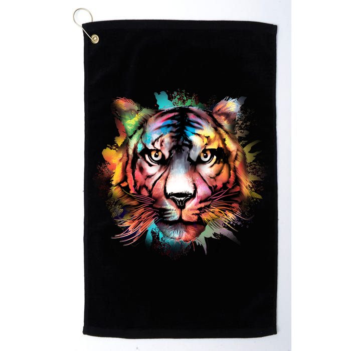 Cool Colorful Abstract Realistic Tiger Face Golf Towel