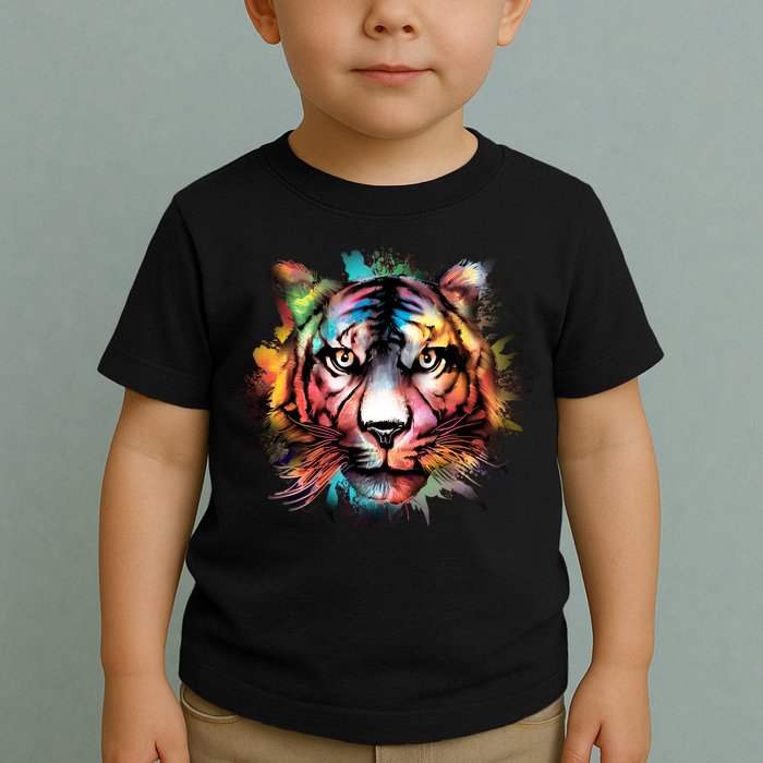 Cool Colorful Abstract Realistic Tiger Face Toddler T-Shirt