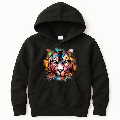 Cool Colorful Abstract Realistic Tiger Face Kids Hoodie