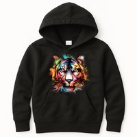 Cool Colorful Abstract Realistic Tiger Face Kids Hoodie