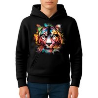 Cool Colorful Abstract Realistic Tiger Face Kids Hoodie