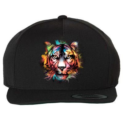 Cool Colorful Abstract Realistic Tiger Face Wool Snapback Cap