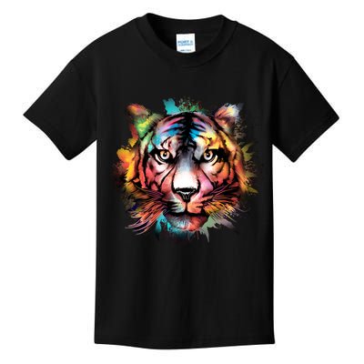 Cool Colorful Abstract Realistic Tiger Face Kids T-Shirt
