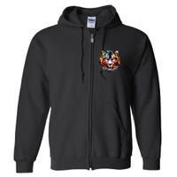 Cool Colorful Abstract Realistic Tiger Face Full Zip Hoodie