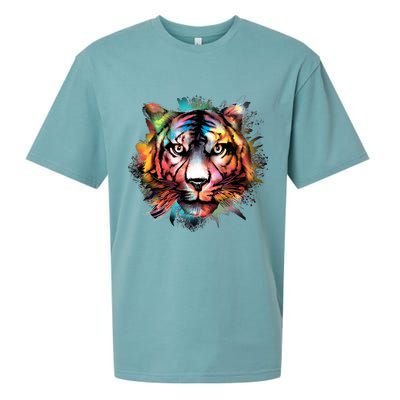 Cool Colorful Abstract Realistic Tiger Face Sueded Cloud Jersey T-Shirt