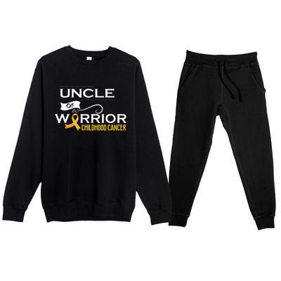 Childhood Cancer Awareness Uncle Of A Warrior Premium Crewneck Sweatsuit Set