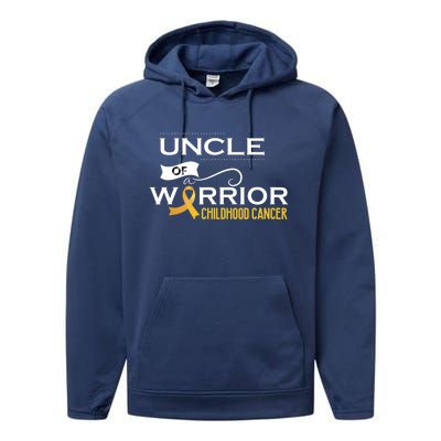 Childhood Cancer Awareness Uncle Of A Warrior Performance Fleece Hoodie