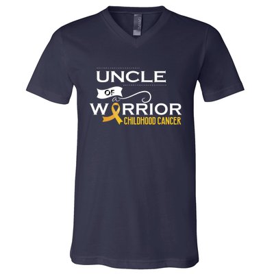 Childhood Cancer Awareness Uncle Of A Warrior V-Neck T-Shirt