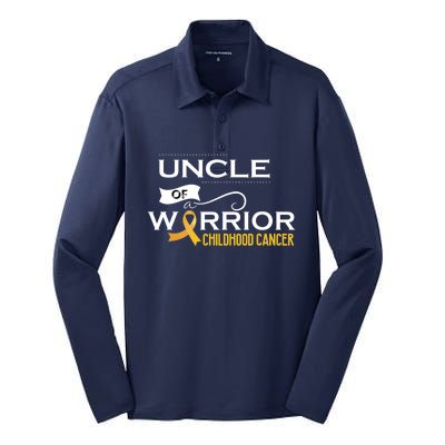 Childhood Cancer Awareness Uncle Of A Warrior Silk Touch Performance Long Sleeve Polo