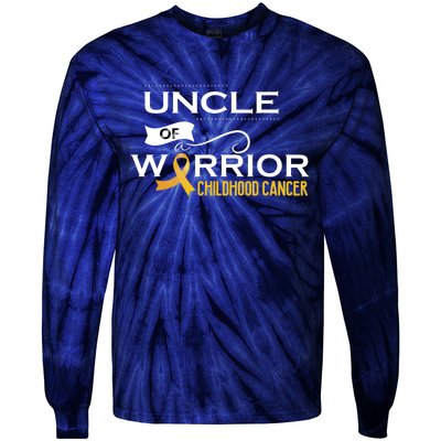 Childhood Cancer Awareness Uncle Of A Warrior Tie-Dye Long Sleeve Shirt