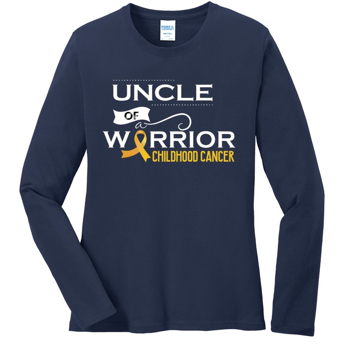 Childhood Cancer Awareness Uncle Of A Warrior Ladies Long Sleeve Shirt