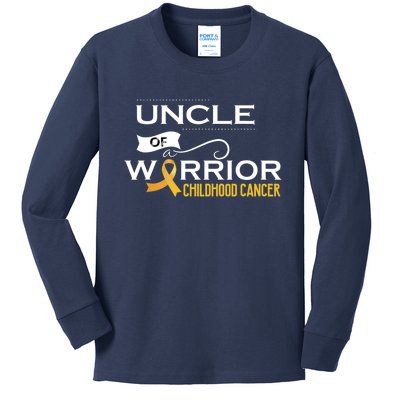 Childhood Cancer Awareness Uncle Of A Warrior Kids Long Sleeve Shirt