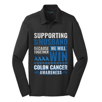 Colon Cancer Awareness Colonoscopy Support Husband Gift Silk Touch Performance Long Sleeve Polo