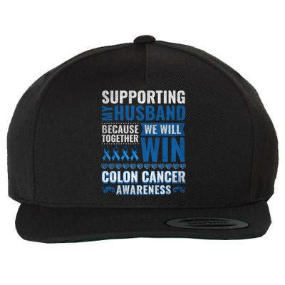 Colon Cancer Awareness Colonoscopy Support Husband Gift Wool Snapback Cap