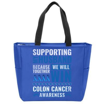 Colon Cancer Awareness Colonoscopy Support Husband Gift Zip Tote Bag