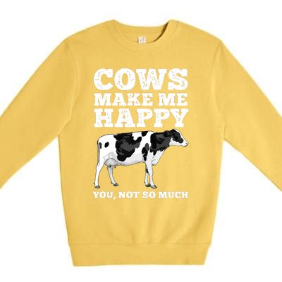 Cool Cow Art For Men Women Cow Farmer Dairy Cows Farm Animal Premium Crewneck Sweatshirt