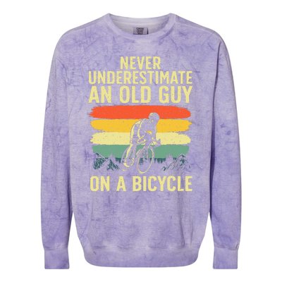 Cool Cycling Art For Men Grandpa Bicycle Riding Cycle Racing Colorblast Crewneck Sweatshirt