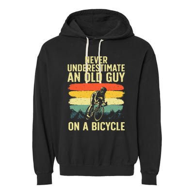 Cool Cycling Art For Men Grandpa Bicycle Riding Cycle Racing Garment-Dyed Fleece Hoodie