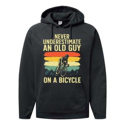 Cool Cycling Art For Men Grandpa Bicycle Riding Cycle Racing Performance Fleece Hoodie