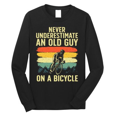 Cool Cycling Art For Men Grandpa Bicycle Riding Cycle Racing Long Sleeve Shirt