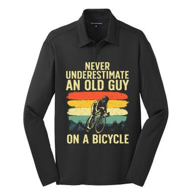 Cool Cycling Art For Men Grandpa Bicycle Riding Cycle Racing Silk Touch Performance Long Sleeve Polo