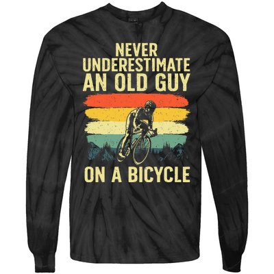 Cool Cycling Art For Men Grandpa Bicycle Riding Cycle Racing Tie-Dye Long Sleeve Shirt