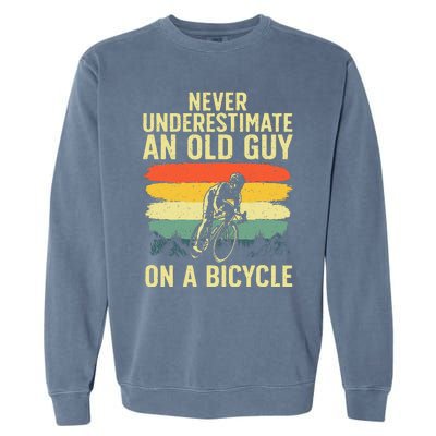 Cool Cycling Art For Men Grandpa Bicycle Riding Cycle Racing Garment-Dyed Sweatshirt