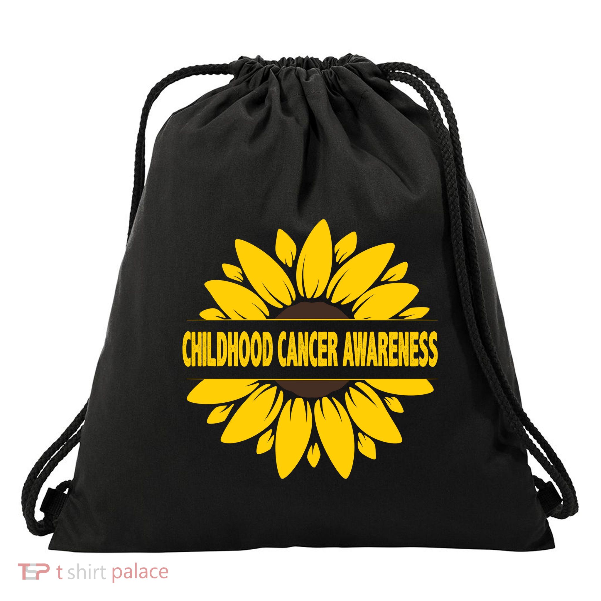 Childhood Cancer Awareness Sunflower Drawstring Bag