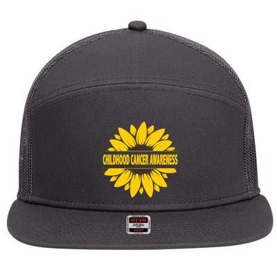 Childhood Cancer Awareness Sunflower 7 Panel Mesh Trucker Snapback Hat