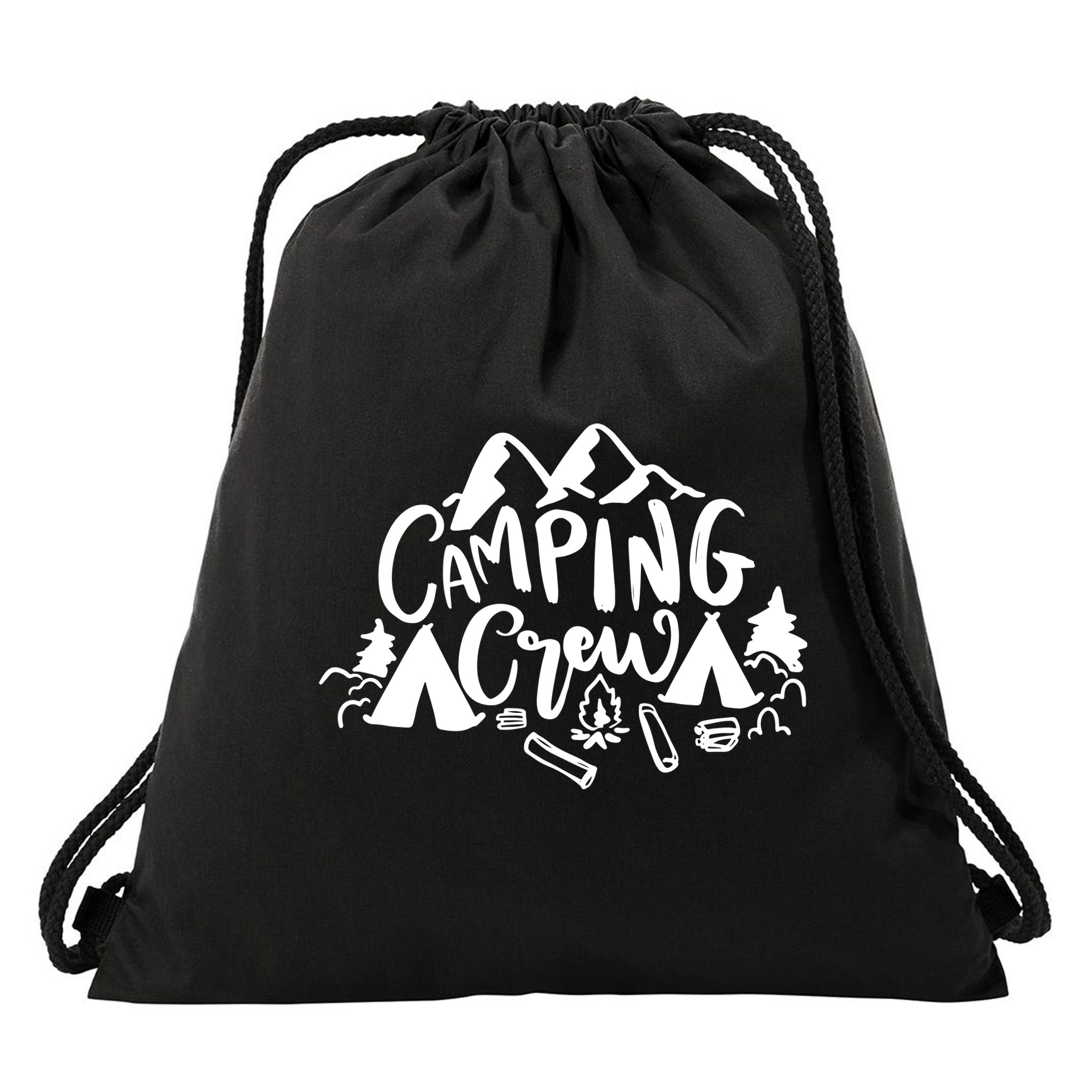 Camping Crew Adventure Mountain Drawstring Bag