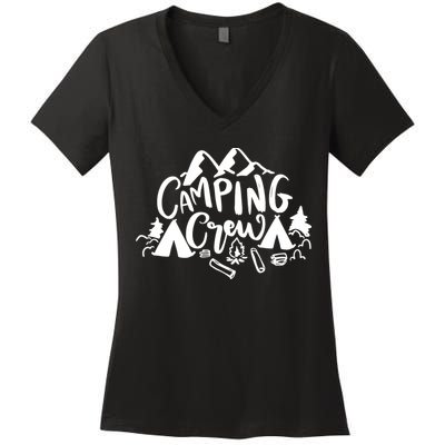 Camping Crew Adventure Mountain Women's V-Neck T-Shirt