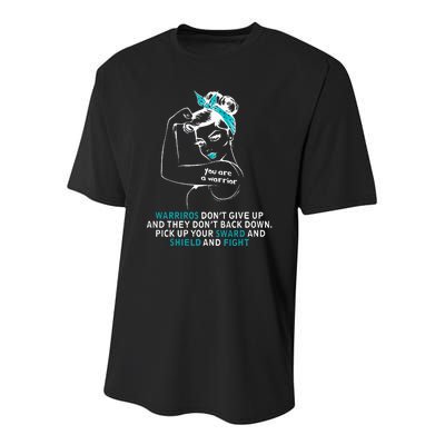 Cervical cancer awareness wo teal ribbon gift Youth Performance Sprint T-Shirt